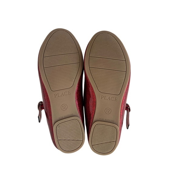 The Children's Place Sparkling Red Glitter Ballet Flats Shoes | Toddler Girl 12 - Picture 8 of 8